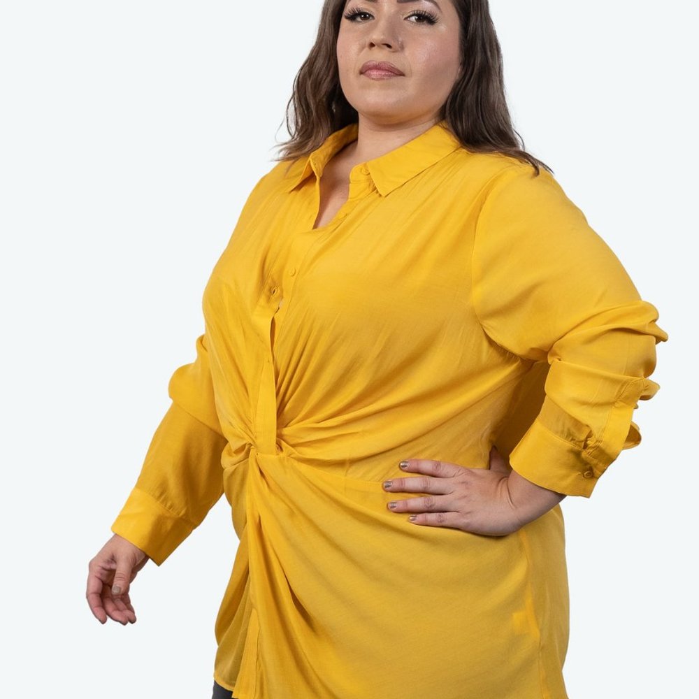 Solid Knotted Front Shirt Plus Size - image 6